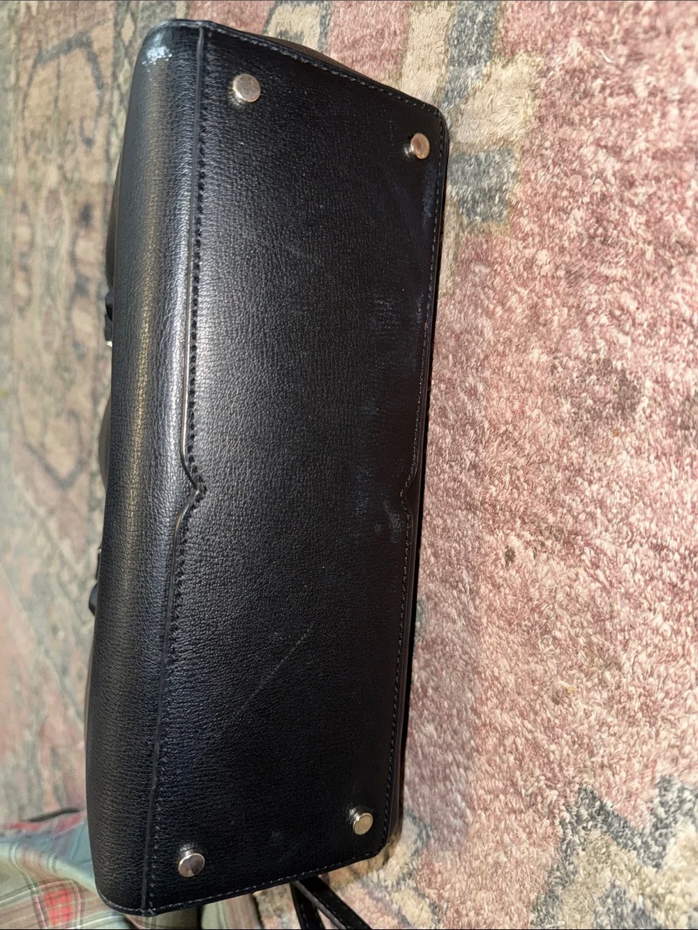 kate spade black Saffiano leather satchel with gold logo